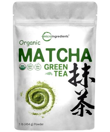 Organic Matcha Green Tea Powder, 1 Pound (16 Ounce), Culinary Grade, First Harvest Authentic Japanese Origin, 100% Pure Matcha for Smoothies, Latte and Baking, Unflavored, Non-Irradiation 1 Pound (Pack of 1)
