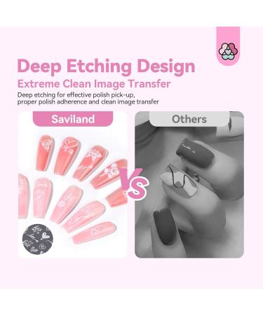 Saviland French Tip Nail Stamp Kit - 4 Reusable Stainless Steel Nail Art Stamps with Patterns | B-4PCs Nail Art Stamping Set for Perfect Manicure - Buy Online on GoSupps.com