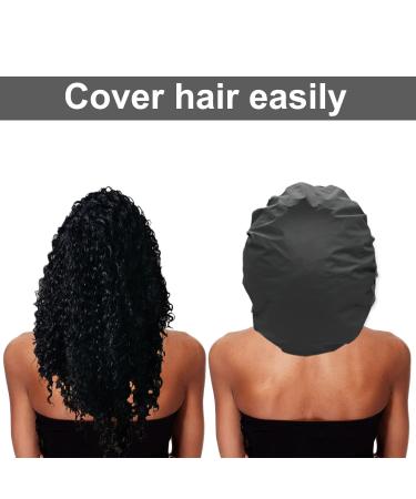 ELEBOX Large Shower Cap 3 Pack for Long Hair | Waterproof & Reusable Hair Caps for Women - X-Large Black Blue Gray - Buy Online on GoSupps.com