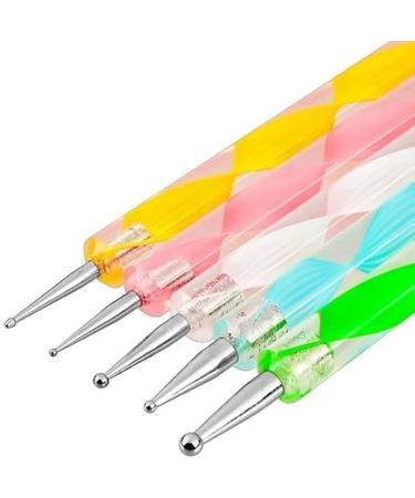 5X Colorful 2 Way Dotting Pen Tool - Professional Nail Art Tip & Dot Paint Manicure Kit for Perfect Nail Designs - Buy Online on GoSupps.com