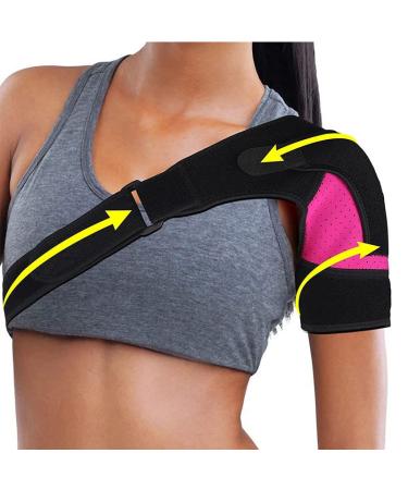 Adjustable Shoulder Brace Support for Pain Relief | Rotator Cuff Recovery Sleeve - Pink Large - Buy Online on GoSupps.com