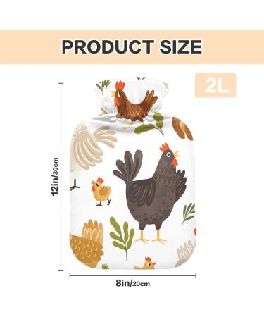 Hot Water Bottles with Cover - Autumn Rooster Design | 2L for Pain Relief Headaches & Feet Warmer - Buy Online on GoSupps.com