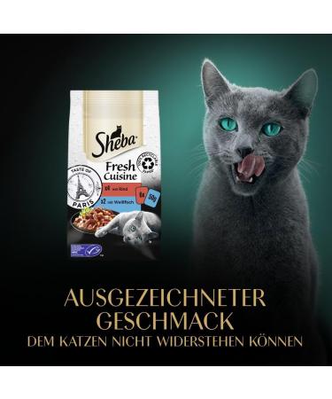 Sheba Katznassfutter Fresh Cuisine Taste of Paris - 36 Portion Bags (6x50g) Wet Cat Food with Beef & White Fish (MSC Certified) - Premium Cat Food for International Shipping - Buy Online on GoSupps.com