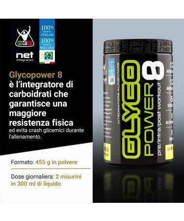 NET Integratori GLYCOPOWER 8 carbohydrate supplement 455 g lemon - Buy Online on GoSupps.com