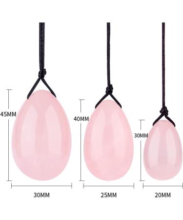 100% Pure Natural Rose Quartz Egg Set | Kegel Exercise Balls & Massage Balls | Black L Enhance Your Wellness & Intimacy - Buy Online on GoSupps.com