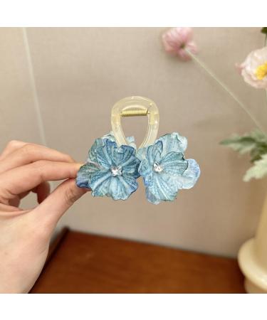 Yneyi Flower Hair Claw Clip Flower Hair Clip Flower Claw Clip Hair Accessories For Women (Blue Small)