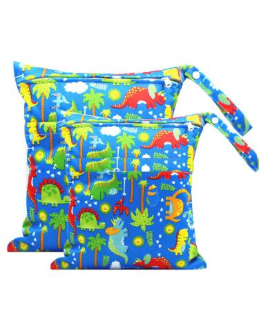 Trasun diaper pockets nast pockets wet and dry winding bag waterproof washable wetbag organizer for toddler diapers travel gym beach pool (blue4) blue4 m