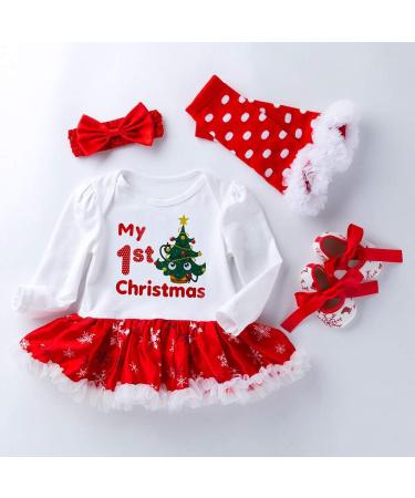 Winmany Newborn Baby Girls Christmas Romper Tutu Dress Set 0-3 Months with Headband, Leg Warmer, and Shoes - Buy Online on GoSupps.com