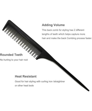 3 Teasing Comb Tail Comb for Root Teasing for Thin Add Volume Fine and Normal Hair Types Hair Comb For Women And Men 8.75 Inches Black 4 - Buy Online on GoSupps.com