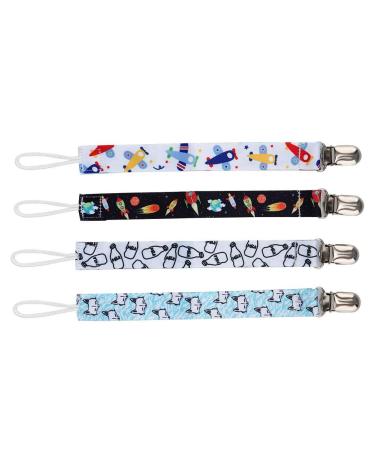 4 Pieces Baby Pacifier Clip Chains - Teether & Nipple Holder Leash | Ideal Baby Shower Gift | Shop Internationally - Buy Online on GoSupps.com