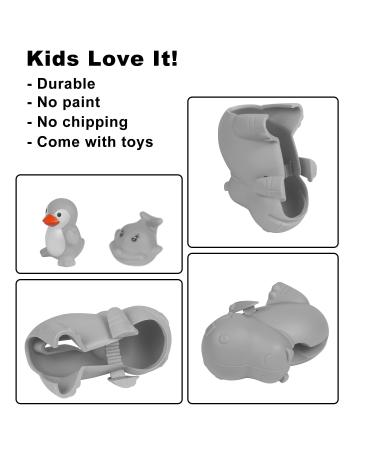 Bath Spout Cover for Kids - Silicone Faucet Protector Hippo Gray with Free Bathtub Toys - Kids Bathroom Accessories - Buy Online on GoSupps.com