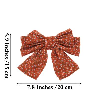 Chic Aysekone 2-Piece Chiffon Hair Bows Set - Orange & Black | Large Hair Clips for Women & Girls - Daisy & Floral Design - Buy Online on GoSupps.com