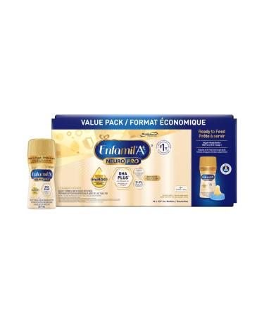Enfamil A+ NeuroPro Ready to Feed Baby Formula Nipple Ready Bottles with an expert-recommended level of DHA* with our exclusive blend including 2 FL for immune support 0 - 12 months 18ct x 237mL