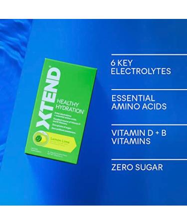 Buy XTEND Healthy Hydration Lemon Lime | Zero Sugar Electrolyte Drink Mix | 6 Electrolytes & Amino Acids | NSF Certified | 15 Servings Pack of 1 - Buy Online on GoSupps.com