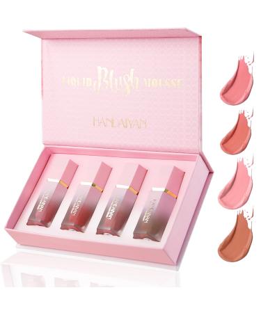 HERBENJOY Cream Blush Set 4 Colors Soft Blushers For Cheeks Make Up Skin Tint Liquid Blush For Mature Skin Lightweight Breathable Feel Dewy Finish Smudgeproof (SET B) SET B 1 ml (Pack of 1)