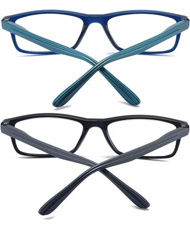 2 Pack Men's Blue Light Blocking Reading Glasses 1.25x - Glare Blocking Computer Readers with Spring Hinge for Eye Protection - Buy Online on GoSupps.com