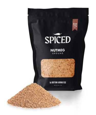 SPICED Ground Nutmeg Powder 6 Oz. Gourmet Nutmeg Spice for Holiday, Winter or Year Round Cooking, Seasoning or Garnishing