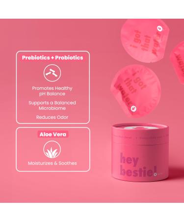 Besties Prebiotic Feminine Wipes | Flushable Biodegradable PH Balanced Hygiene Wipes for Sensitive Skin | Fragrance Paraben & Sulfate Free - 10 ct - Buy Online on GoSupps.com