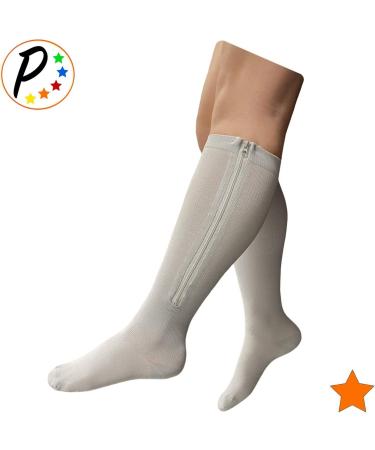 Presadee Compression Socks Closed Toe Grey 15-20mmHg - Zipper Calf Circulation Leg Sock SM | Boost Legs & Comfort - Buy Online on GoSupps.com