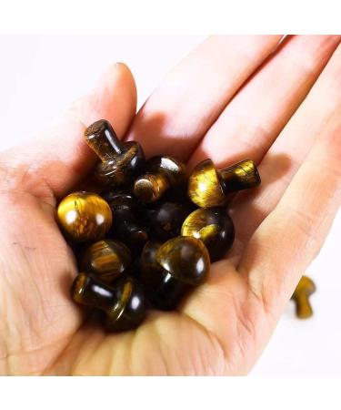 Natural Crystal Yellow Tiger Eye Quartz Mushroom Crystal Carving Decoration 2pc Room Decoration Stone Mineral Specimen - Buy Online on GoSupps.com