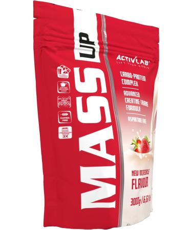 Activlab Mass Up 3kg - High-Caloric Weight Gainer Protein Powder with Whey Creatine & Taurine - Strawberry Flavor for Muscle Mass & Strength - 30 Portions - Buy Online on GoSupps.com