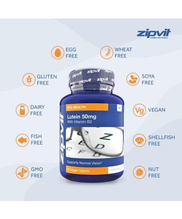 Lutein 50mg Eye Supplement with Vitamin B2 - 60 Vegan Tablets | High Strength for Normal Vision & Blue Light Protection - Buy Online on GoSupps.com