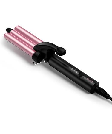 Buy Mini Hair Crimper & Waver - 3 Temperature Adjustable 3 Barrel Curling Iron for Beach Waves - Travel Size Dual Voltage Digital Temp - Rose Pink - Buy Online on GoSupps.com