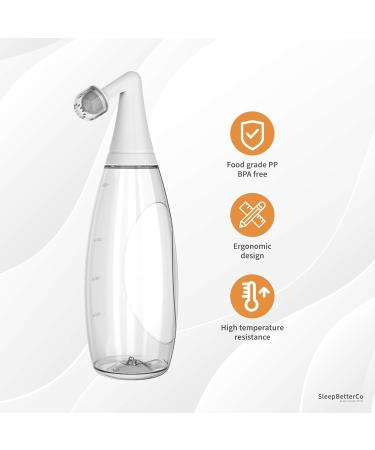 Buy BPA-Free Nasal Irrigator & Sinus Rinse Bottle | Ergonomic Design 2 Tips for All Ages Reduces Snoring & Relieves Congestion | Easy to Use Transparent Light Grey - International Shipping Available - Buy Online on GoSupps.com