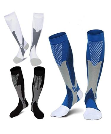 3 pairs of compression stockings Trombosis trunks compression socks support stockings travel socks unisex eu 35-39 s/m (EU 35-39) multicolored