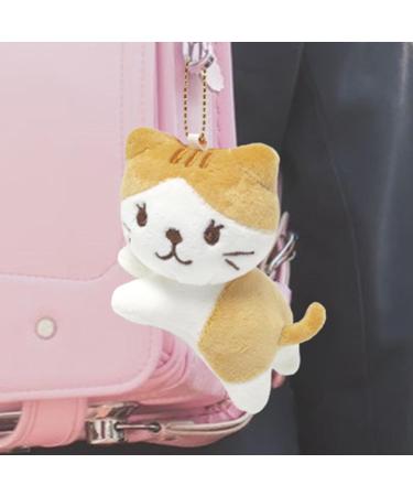 Soft Plush Mini Cat Key Pendant | Cuddly Toy Keychain - Cartoon Anime Doll Figure - Light Yellow & Coffee - Buy Online on GoSupps.com