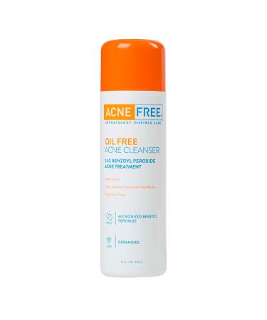 Acne Free Oil-Free Acne Cleanser, Benzoyl Peroxide 2.5% Acne Face Wash with Glycolic Acid to Prevent and Treat Breakouts, 8 Ounce
