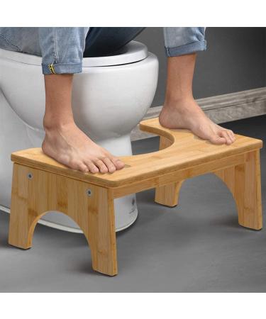 DORPU Bamboo Squatting Toilet Stool - Anti Slip Bathroom Stool for Adults - 350 lbs Load Capacity (9 inches) - Pack of 1 - Buy Online on GoSupps.com