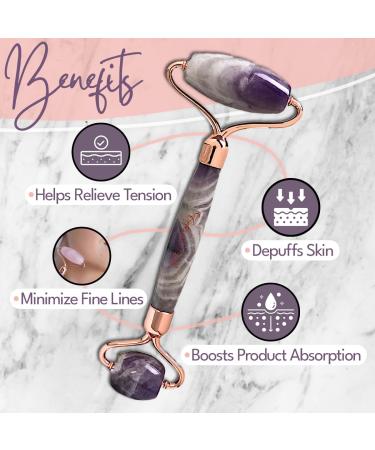 Buy Celestial Silk Amethyst Face Roller - Premium Anti-Aging Facial Massager | Genuine Natural Amethyst Gemstone for Skin Care - International Shipping Available - Buy Online on GoSupps.com