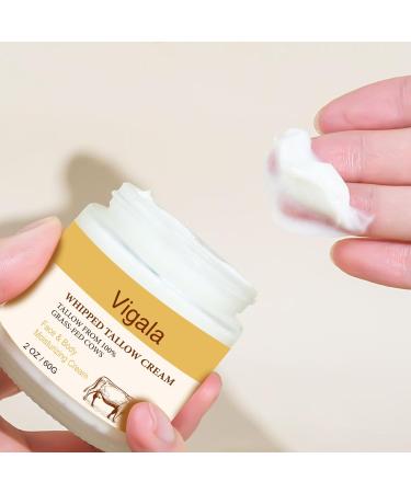 Vigala Deeply Nourishing Whipped Tallow Face & Body Cream Grass Fed Soft Beef Tallow Balm with Shea Butter Moisturizer Soothing Face Cream for Skin Care-2 oz - Buy Online on GoSupps.com
