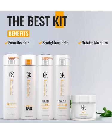 GK Hair Global Keratin Professional Hair Kit (1000ml) - Best Smoothing Keratin Treatment for Silky Smooth Natural Hair - New Formula - Buy Online on GoSupps.com