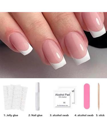  Hebterrka Set of 20 semi-cured gel nail strips for French manicures easy to use and remove - Buy Online on GoSupps.com