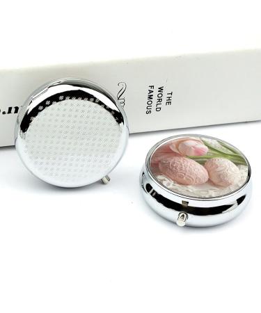 Travel Pill Box with 3 Compartments - Tulips & Lace Design - Portable Pill Organizer for Purse & Pocket - Ideal for International Shipping - Buy Online on GoSupps.com
