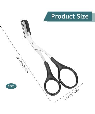 Professional Precision Eyebrow Trimmer Scissors with Comb - Non-Slip Finger Grips, Hair Removal Tool for Men and Women - Black - Buy Online on GoSupps.com
