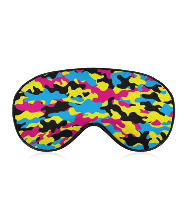 Colorful Camouflage Pattern Sleep Mask for Women Adjustable Sleeping Eye Shades Cover with Elastic Strap