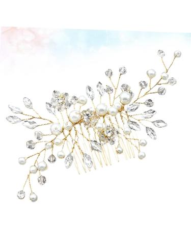 FRCOLOR bridal hair comb wedding beaded hair comb rhinestones hair pins party pearl beaded comb bridal hair clip Bride Insert Comb bridesmaid European and American hair accessories - Buy Online on GoSupps.com
