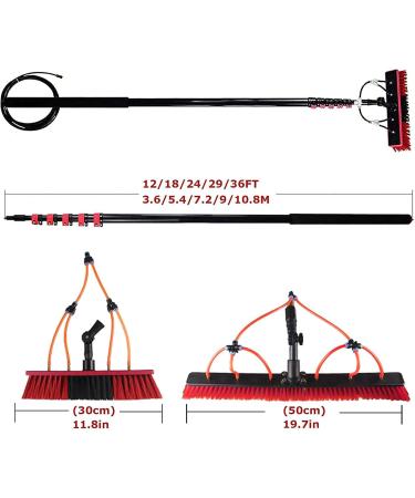 Water Fed Pole Kit Window Cleaning Brush with Extended Handle and Water Hose Window Cleaning Kit High Window Cleaning Kit 12-39 feet Telescoping Pole 30cmbrush-24FT/7.2M 24FT/7.2M 30cmbrush - Buy Online on GoSupps.com