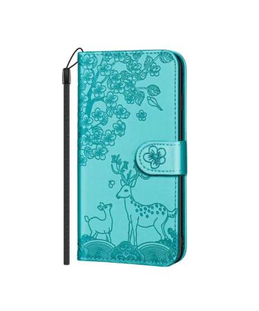Magon embossing flower leather case for Samsung Galaxy S22 Plus Full Body Sikahirsch Rehelle Bookstyle protection flip case cover folding shell card compartment blue Samsung Galaxy S22 plus blue