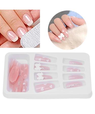 Full Cover Pink Bow Press On Nails | Medium Length Ballerina Nail Art - International Shipping - Buy Online on GoSupps.com