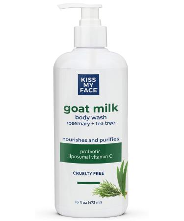 Kiss My Face Goat Milk Body Wash - Rosemary & Tea Tree Body Wash with Goat Milk and Argan Oil   16 Ounce Bottle (Rosemary & Tea Tree  Pack of 1)