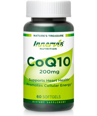 High Absorption CoQ10 200mg Softgels for Heart Health & Energy Metabolism - Potent Antioxidant Supplement for Statin Users - 30 Day Supply by Innervis Nutrition