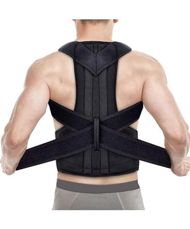 Back Brace Lumbar Support Belt Waist Backbrace Posture Corrector Shoulder Neck Brace Waist-Support Breathable Fabric Lower and Upper Back Pain Relief (Color : Black Size : Small) (Blue Med (Black S Black Small