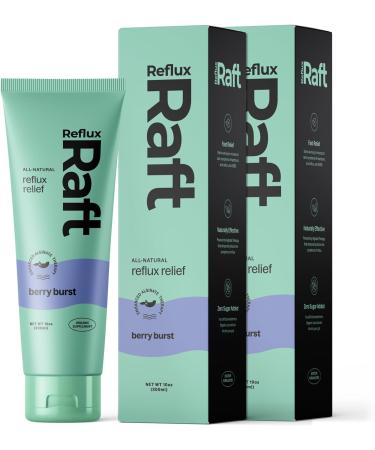 RefluxRaft Acid Reflux Therapy with Organic Alginate Rapid & Long Lasting Gerd LPR & Digestion Symptom Support Zero Sugar Gluten Free Low Sodium Berry Burst 47 Gel Servings 8 OZ Bottle 2 Pack