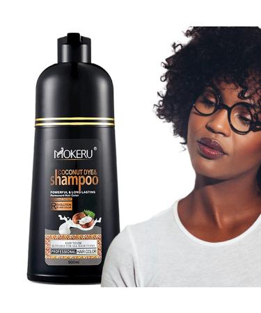 MOKERU Coconut Black Hair Dye Shampoo for Gray Hair - Semi-Permanent Color for Women and Men - 3 in 1 Fast Acting Formula - Long Lasting Results - 100% Grey Coverage - 17.6 Fl oz - Buy Online on GoSupps.com