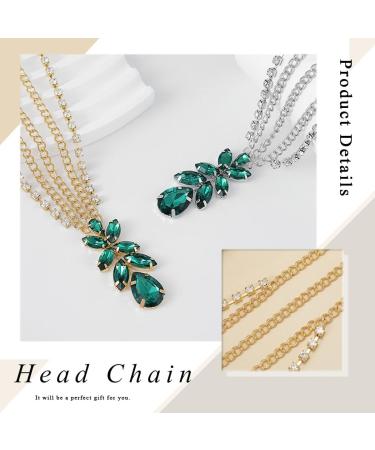 IYOU Crystal Bridal Head Chain Rhinestone Pendant Headpiece Layered Festival Wedding Hair Accessories for Women Gold - Buy Online on GoSupps.com