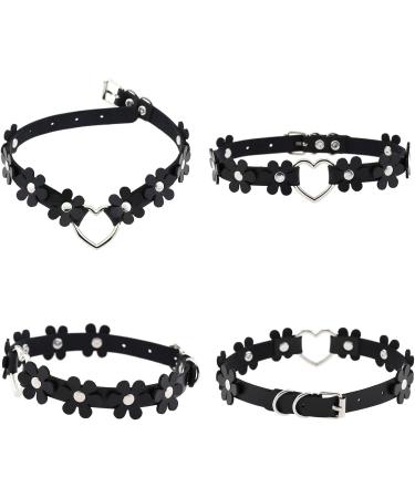 South Bieling Leather Flower Half Call Choker - Punk Heart Statement Jewelry for Women & Girls - Adjustable White Collar Gift - Buy Online on GoSupps.com